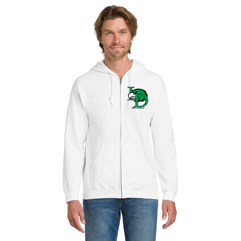 Adult -White Full Zip Hoodie Embroidered Falcon LD