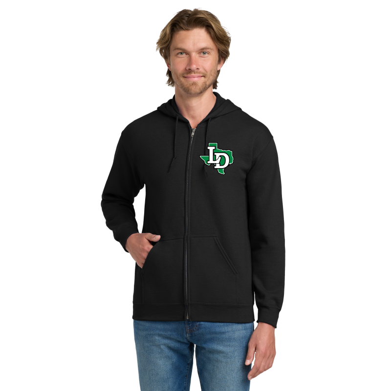 Adult Black Zip Up Embroidered Texas LD