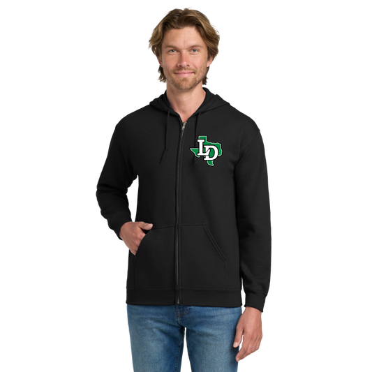 Adult Black Zip Up Embroidered Texas LD