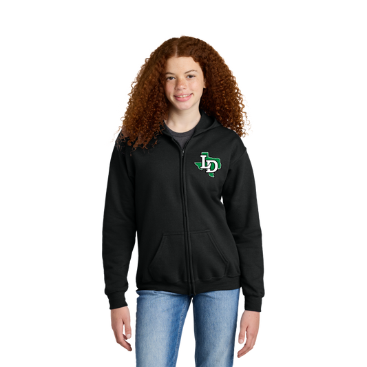 #AB1 Black Full Zip Hoodie Embroidered Texas LD